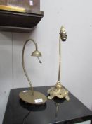 2 old brass table lamps.