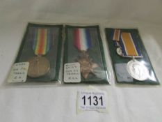 A WW1 war medal, Victory medal, star and miniature war medal for Gnr J G Taddell, RA.