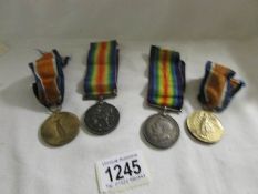 A WW1 War and Victory medals for Pte. G Dean and Pte F.W.