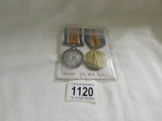 A WW1 war medal and Victory medal for Cpl. W R Lord, RE.