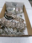 A mixed lot of white metal jewellery including bracelets, earrings etc.