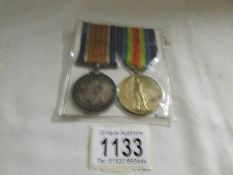 A WW1 war medal and victory medal for Pte M Barth, Yorks/Lancs.