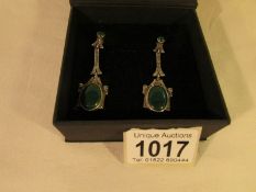 A pair of silver marcasite pendant earrings,