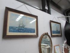A pair of oak framed nautical prints entitled 'Surprise' and 'Flying Cloud'
