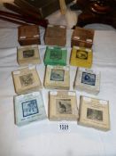 12 boxed set of magic lantern slides being The House that Jack built, Gulliver's travels,