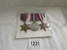 A WW2 Battle of Britian Star, France/Germany star and war medal.