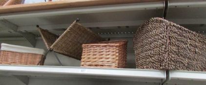 A seagrass magazine rack and basket plus 2 other items