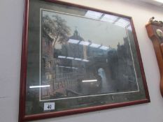 A framed and glazed Old Lincoln scene print,.