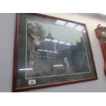 A framed and glazed Old Lincoln scene print,.