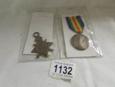 A WW! victory medal and star for Pte. A Mann, East Yorkshire Regiment.