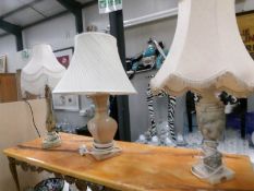 3 table lamps including onyx.