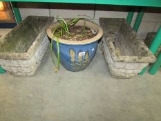 2 old garden troughs and a planter.