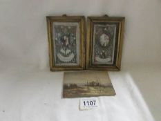 A pair of early 19th century hand painted religious panels 'Antonius' and 'Saint Anna' together