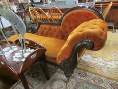 A Victorian mahogany chaise longue, a/f.