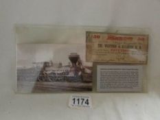 A ticket from the Western and Atlantic railroad, 1862, with a photograph of the General.