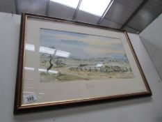 A framed and glazed watercolour signed John Fousten.