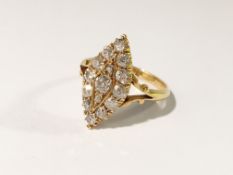 An 18ct gold and diamond ring, HM Birmingham, size M.