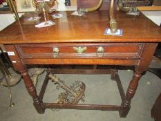 A period oak single drawer side table.