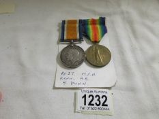 A British war and Victory medals for A.B. G. Dunn, M.F.A.