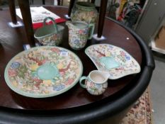 6 pieces of Woods Indian Tree Pattern pottery.