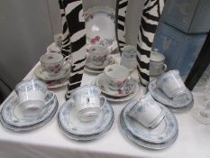 A Noritake blue 14 piece tea set and a 13 piece Czechoslovakian tea set