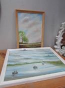 2 original oil painting on board signed Sinclaire Snow.