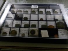 A collector's tray of 18th and 19th century coins including Chichester half penny 1794 and some