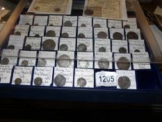 A collector's tray of British silver hammered coins, 40 pieces.