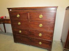 A Victorian cross banded mahogany flat front chest of drawers,.