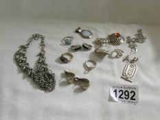 A mixed lot of vintage silver jewellery including earrings, pendants, ring etc.