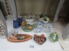 A quantity of Wade items, porcelain elephants, Widecombe cruet etc.