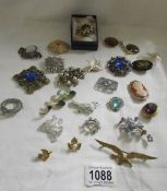 A mixed lot of costume brooches.