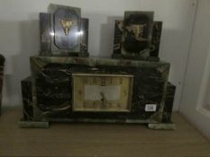 A French marble clock garniture