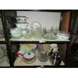 2 shelves of kitchen ware etc