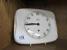 A 1950's Junghans pottery wall clock,