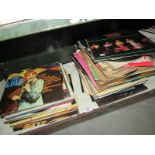 A shelf of LP records