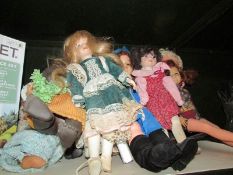 A quantity of old dolls including porcelain