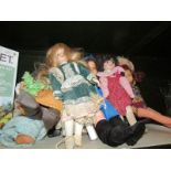 A quantity of old dolls including porcelain