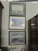 3 framed and glazed aircraft prints