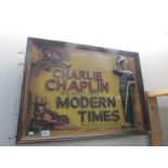 A wooden relief picture of Charlie Chaplin 'Modern Times'