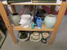 A mixed lot of china and pottery including glug jugs,