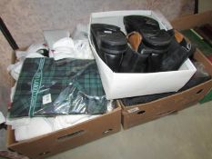 2 boxes of clothing and a box of shoes