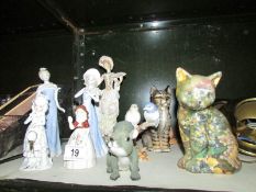 A mixed lot of figures including cats etc