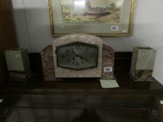 A French marble clock garniture