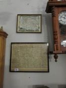 2 framed and glazed maps including Stratford Upon Avon