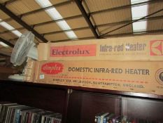 2 boxed infra red heaters and a fan