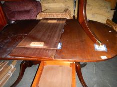 An oval dining table