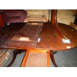 An oval dining table