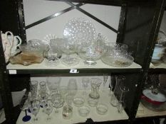 2 shelves of assorted glass ware