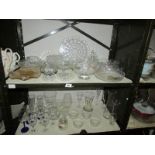 2 shelves of assorted glass ware